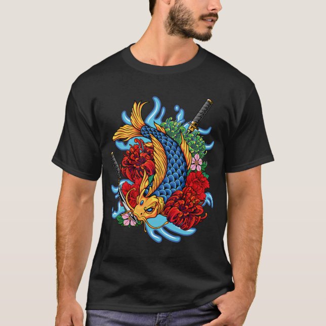 T-shirt poissons koi colorés (Devant)