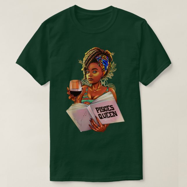 T-shirt Poissons Queen Afro Locs Girl Zodiac Signes Annive (Design devant)