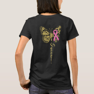T-shirt Poitrine. Papillon survivant du cancer