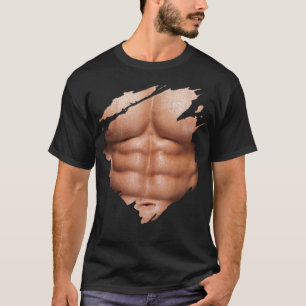 T-shirt Poitrine Si Pack Abs Muscles Bodybuilder 