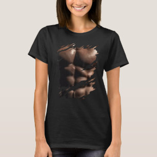 T-shirt Poitrine Six Pack I Muscles Bodybuilder I Fake Mus