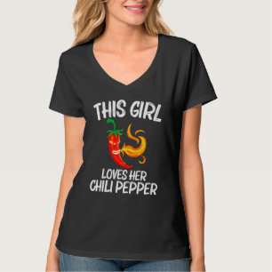 T-shirt Poivre Chili Drôle Pour Filles Enfants Rouge Épicé