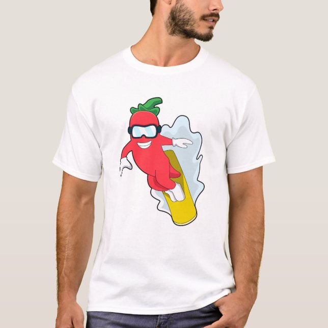 T-shirt Poivron au snowboard avec snowboard (Devant)