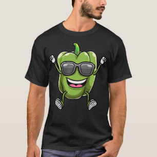 T-shirt Poivron Vert Dansant Avec Lunettes de Soleil Capsi