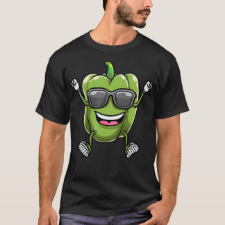 T-shirt Poivron Vert Dansant Avec Lunettes de Soleil Capsi