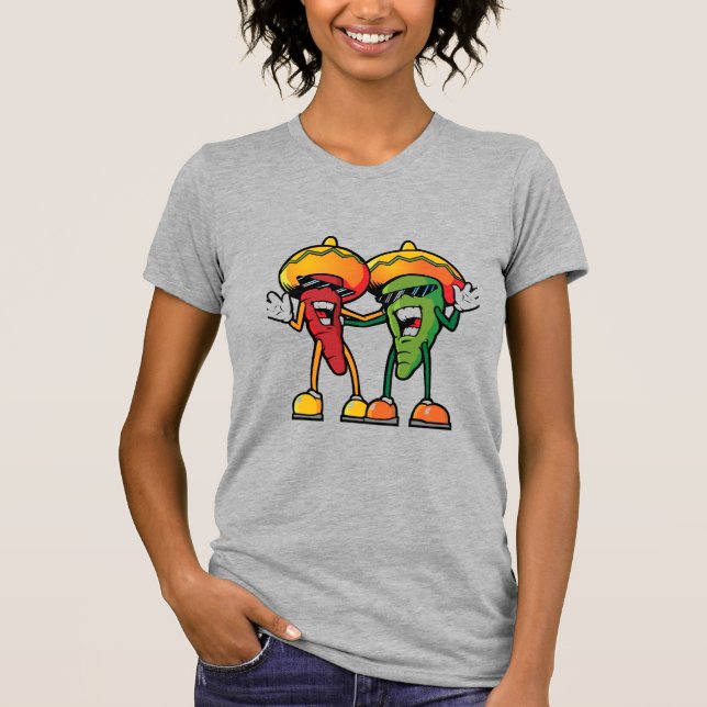 T-shirt Poivrons chauds de dessin animé (Devant)