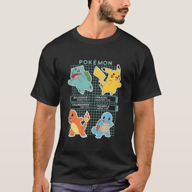 T-shirt Pokã©Mon Shot Kanto Région Sters Pokedex Grille (Devant)