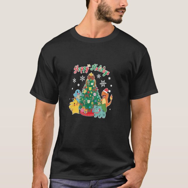 T-shirt Pokémon - Christmas Celebration Group Happy Holida (Devant)