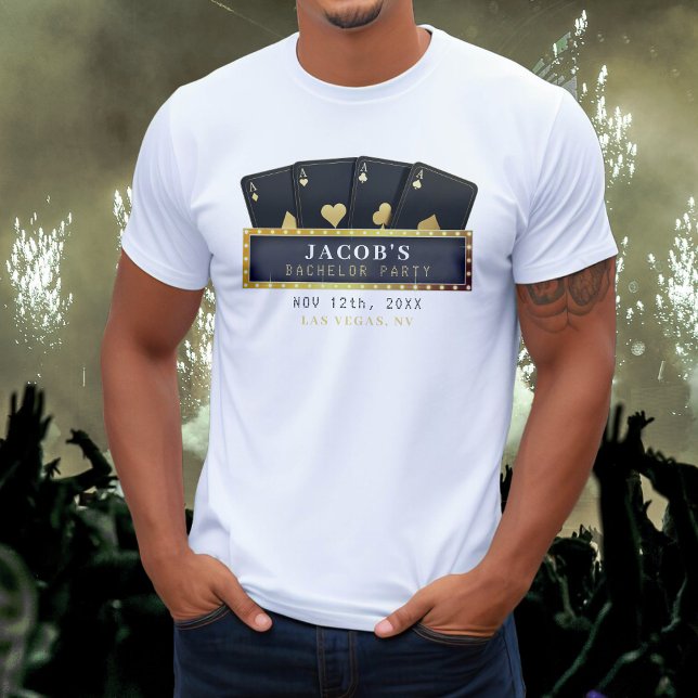 T-shirt Poker As d'or et enterrement de vie de jeune fille (Poker Aces Gold & Black Bachelorette Party T-Shirt
)