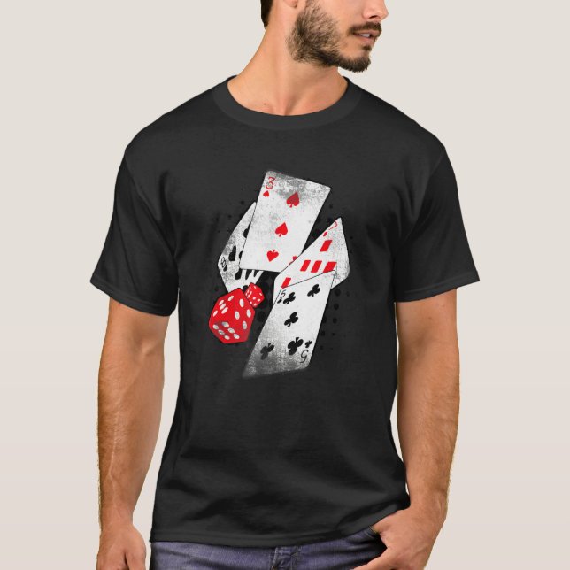 T-shirt Poker Casino Playing Cards Dice 8375 BETS Winner H (Devant)
