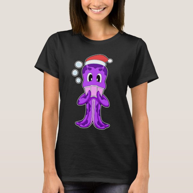 T-shirt Poker de Noël de pieuvre (Devant)