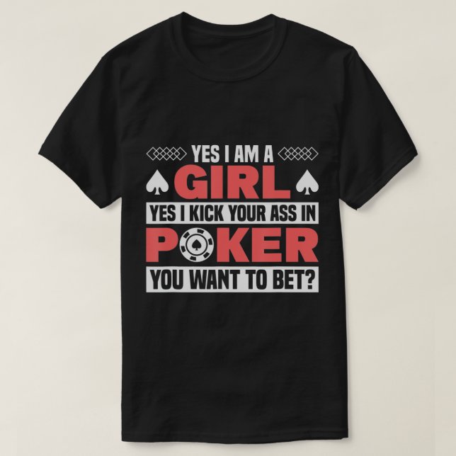 T-shirt poker fille poker joueur texas tenir moi casino po (Design devant)