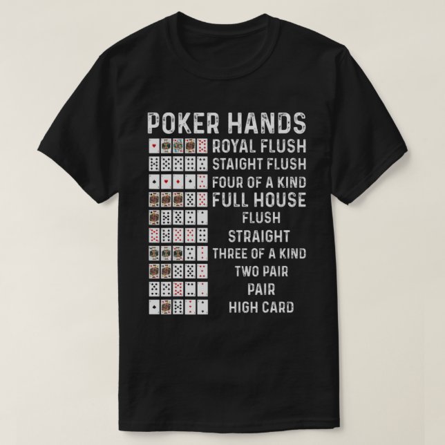 T-shirt Poker Hands Cheat Sheet Card Casino Games Funny Pl (Design devant)