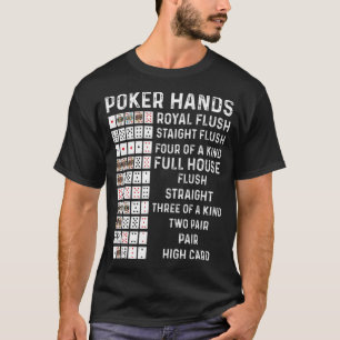T-shirt Poker Hands Cheat Sheet Card Casino Games Funny Pl