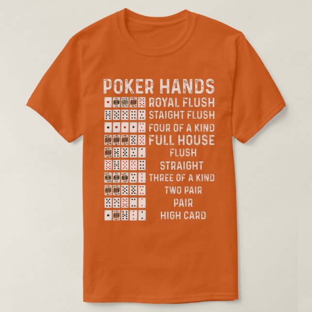 T-shirt Poker Hands Cheat Sheet Card Casino Games Funny Pl (Design devant)