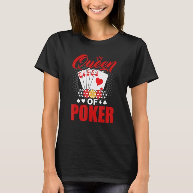 T-shirt Poker Queen Gambling Casino Card Game Hand Bluff F (Devant)