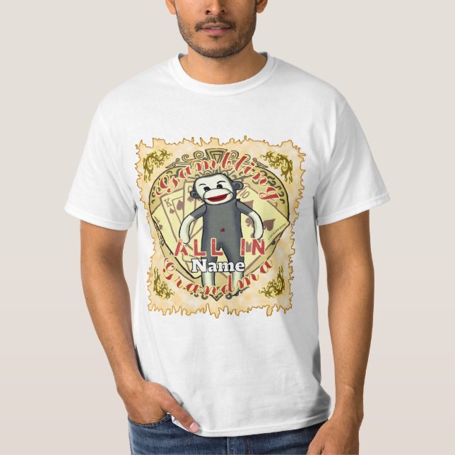T-shirt Poker singe chaussette grand-mère (Devant)
