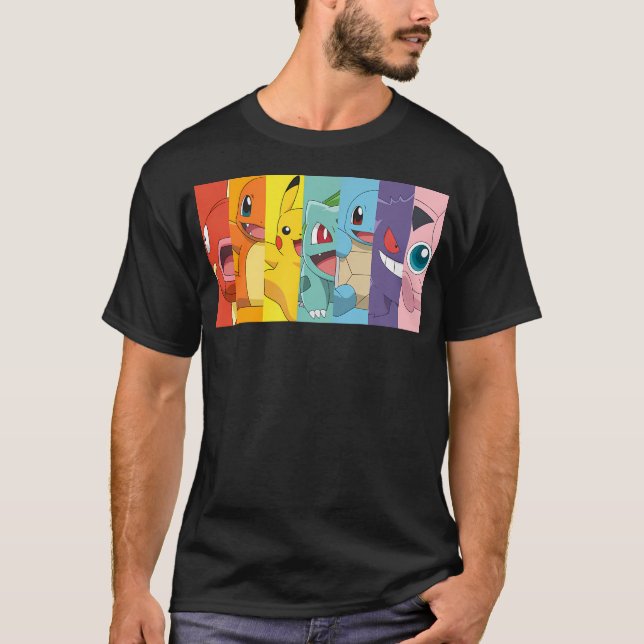 T-shirt Pokmon Group Shot Potrait Portrait arc-en-ciel (Devant)