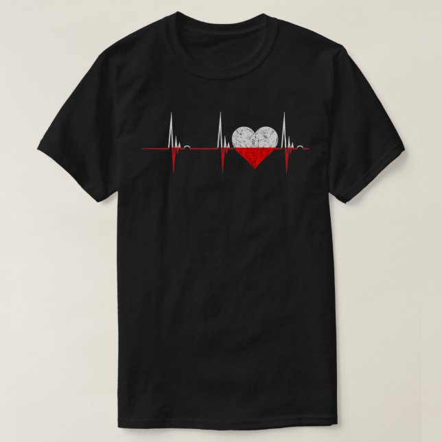 T-shirt Poland Heart Polish Heartbeat EKG Pulse Polska Roo (Design devant)