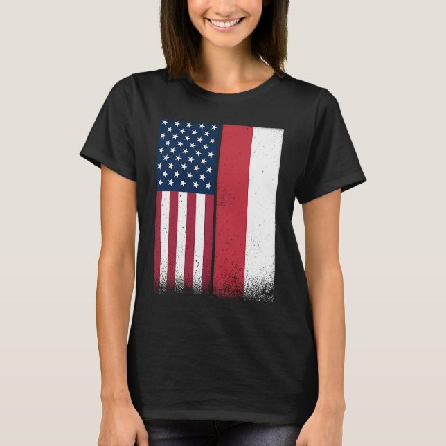 T-shirt Poland  Polish American Flags Proud USA Poland (Devant)