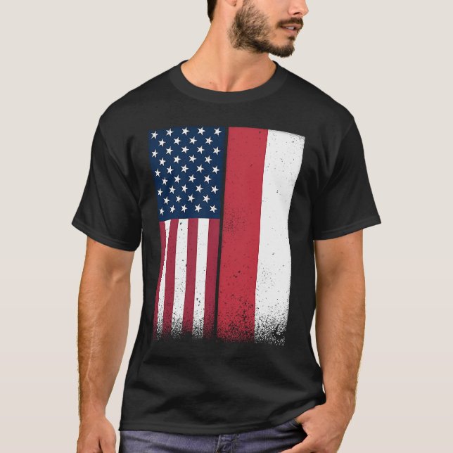 T-shirt Poland  Polish American Flags Proud USA Poland (Devant)
