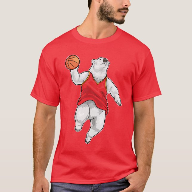 T-shirt Polar bear Basketball player Basketball Sports (Devant)