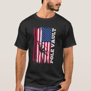 T-shirt Pole Vault Athlete American Flag Pole Vaulting US