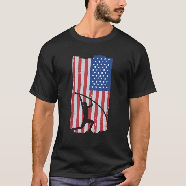 T-shirt Pole Vault Athlete USA Flag  Vaulter  Pole Jumping (Devant)