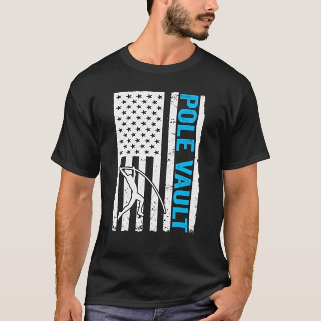 T-shirt Pole Vaulter US Flag Poteau Vault (Devant)