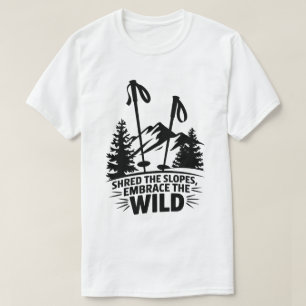 T-shirt Pôles de ski de montagne Graphique de nature sauva