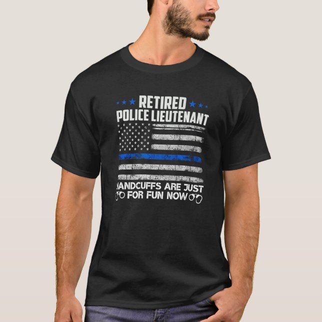 T-shirt Police À La Retraite Lieutenant Menottes Pour Le P (Devant)