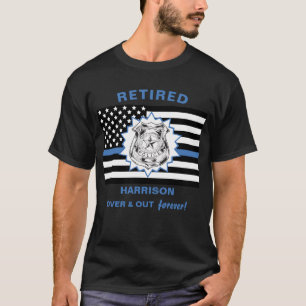 T-shirt Police À La Retraite Ligne Bleue Mince Sur Et Sor