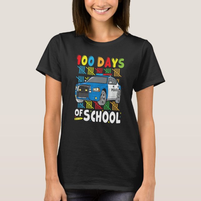 T-shirt Police Car 100 Days of School for Teachers Boys Ki (Devant)