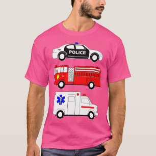 T-shirt Police Car Fire Truck Ambulance
