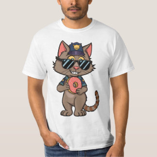 T-shirt Police Cat - 90s Cartoon Donut Cop