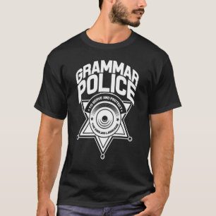 T-shirt Police De Grammaire Pour Servir Et Protéger L'Angl