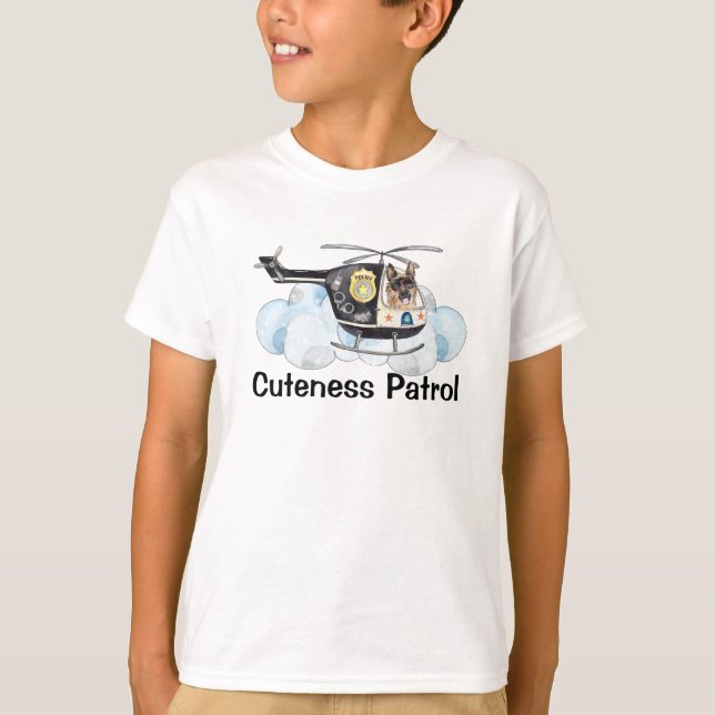 T-shirt Police de patrouille mignon Hélicoptère de chien K (Devant)