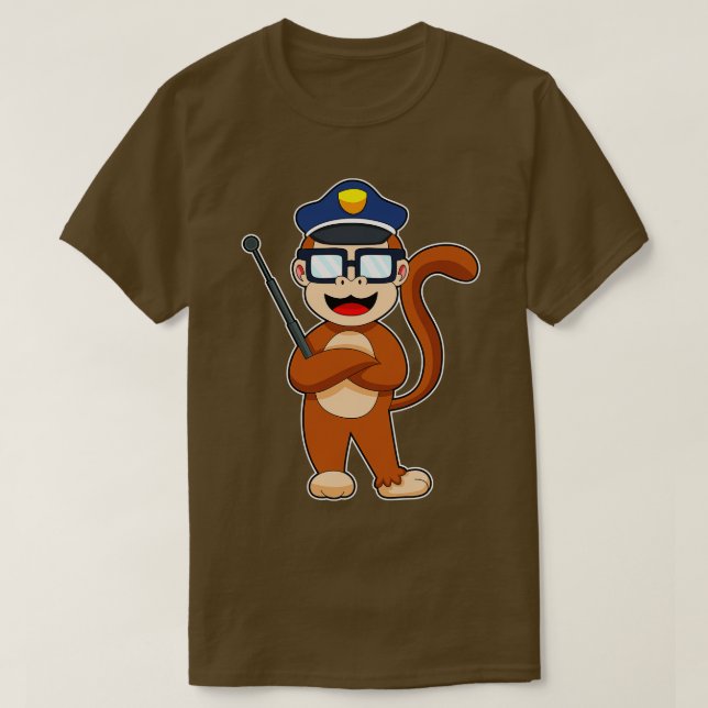 T-shirt Police de singe Cop Baton (Design devant)