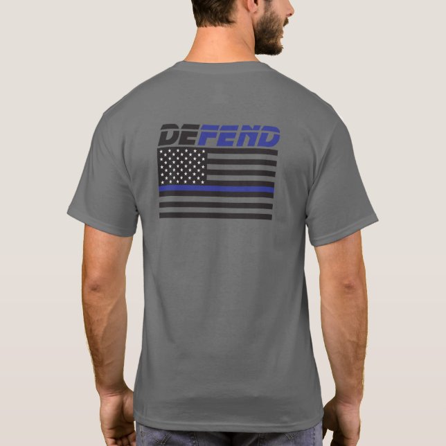 T-shirt Police, Drapeau Blue-Line (Dos)