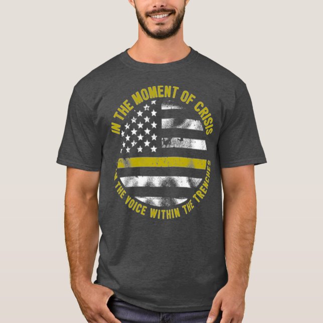 T-shirt Police Et Fire 911 Dispatcher Thin Gold Line (Devant)