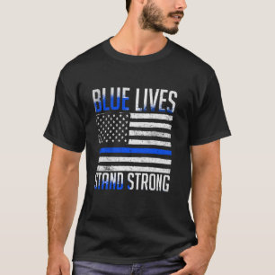 T-shirt Police Honorer La Ligne Respect Drapeau Bleu Offic