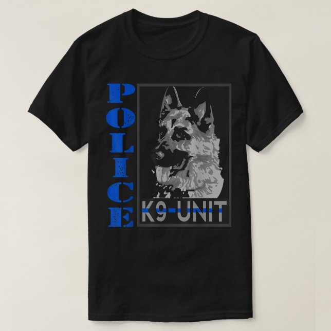 T-shirt Police K-9 Unité Mince Ligne bleue Officier Chien  (Design devant)