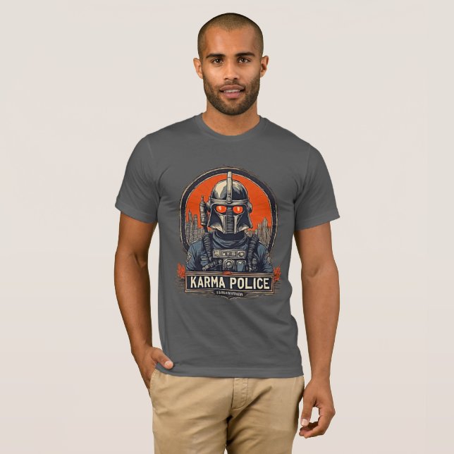 T-shirt Police Karma - Retro Futuristic Radiohead (Devant entier)