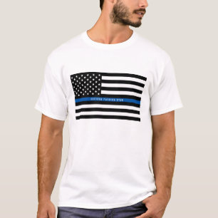 T-shirt Police Mince Blue Line American Flag Ajouter un no