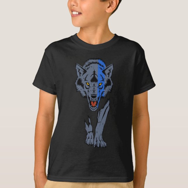 T-shirt Police Mince Ligne bleue Loup Police Sheepdo (Devant)