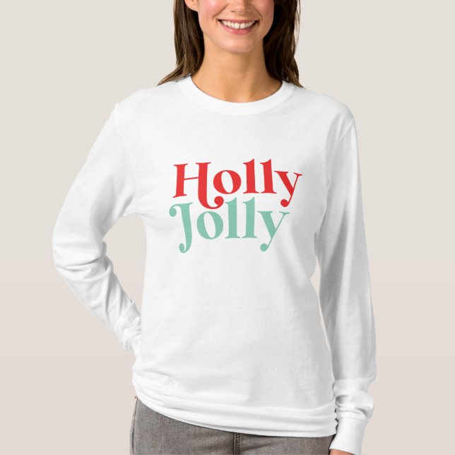 T-shirt Police moderne Boho Holly Jolly Noël (Devant)