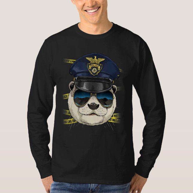 T-shirt Police Officer Otter PD Cop Crime Scene Sea Animal (Devant)