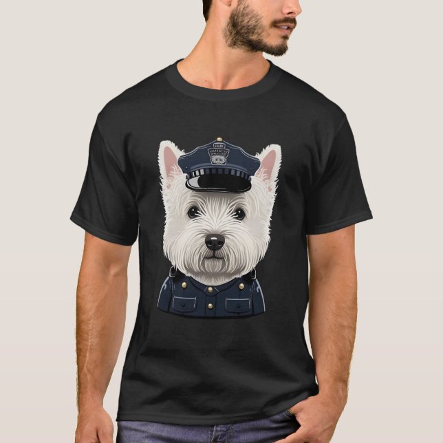 T-shirt Police Officer Westie On Police West Highland Whit (Devant)