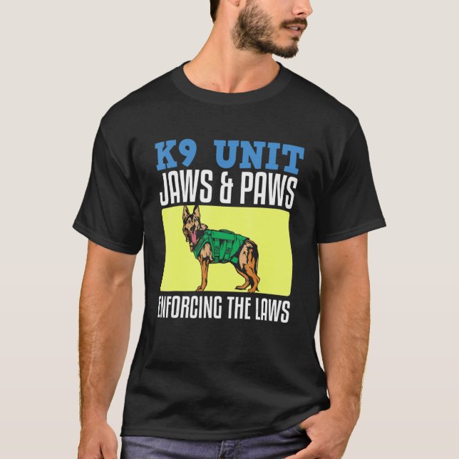T-shirt Police Officier Chien K0 Unité Jaws & Paws Applica (Devant)