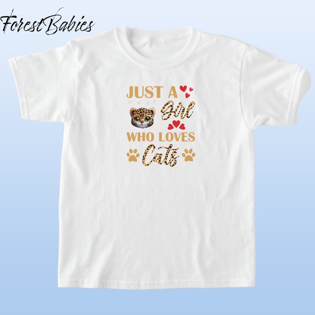 T-shirt Police Poster de animal léopard, Fille qui aime le (Cute Leopard Kitten, Wild Kitty, Feline Animal Print Font, Just A Girl Who Loves Cats T-shirt 🐆)